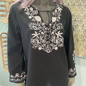 Raviya Black Top with White Detailing